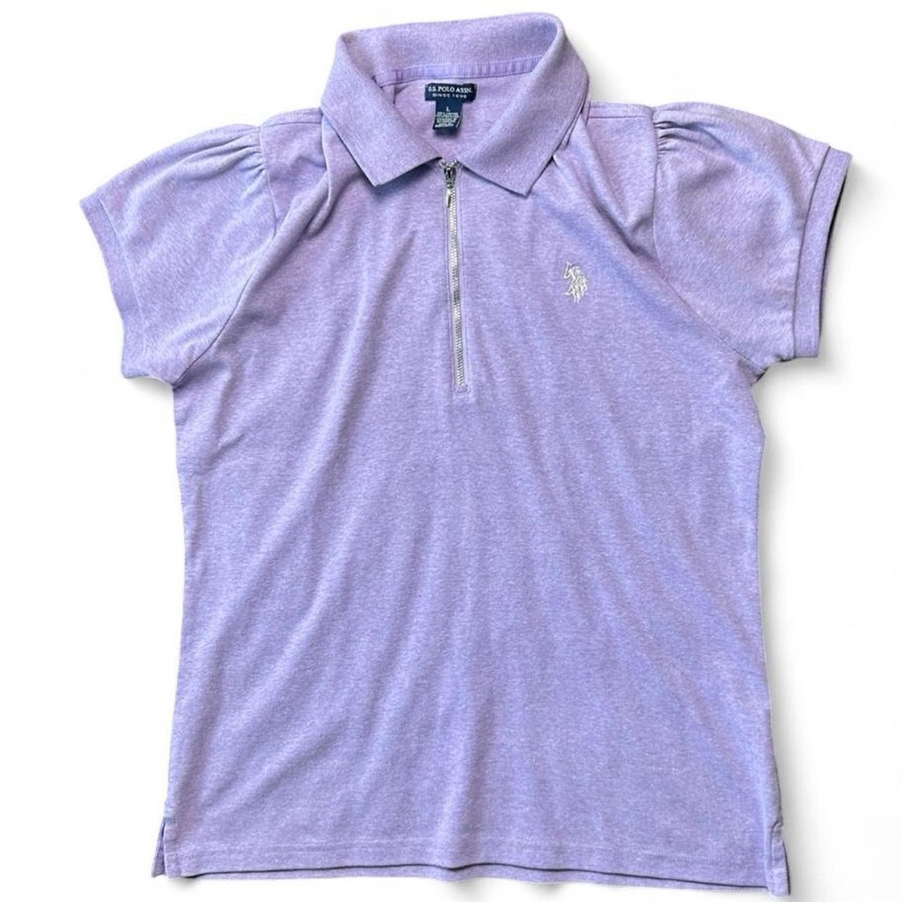 U.S. Polo Assn. Women's Lavender Zip Polo Top